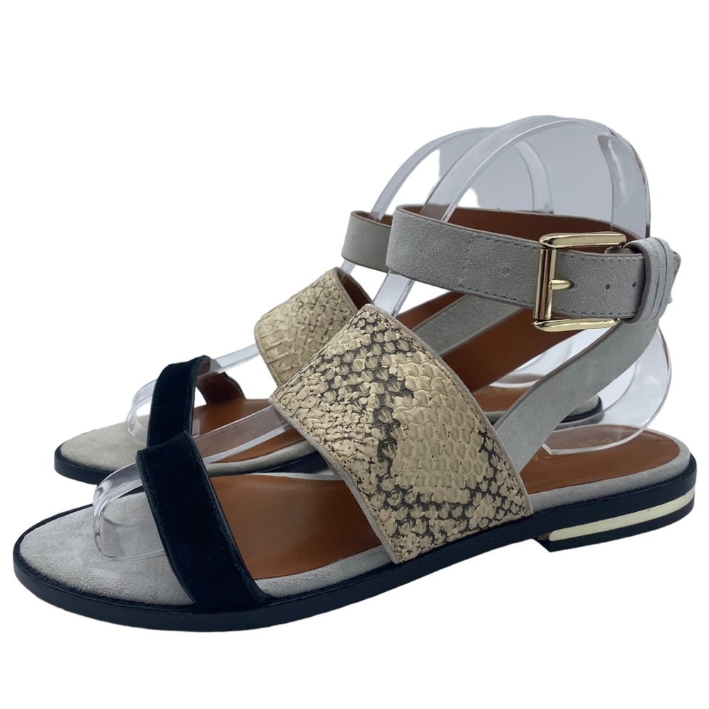 NEW Rebecca Minkoff Sandals Suede Lambs Fur Snake Print Size 6